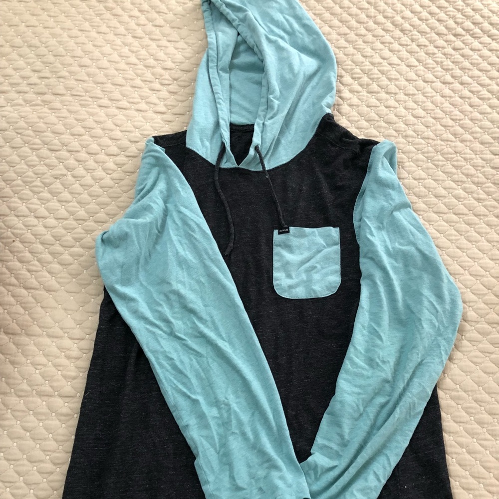 Blue and black hoodie